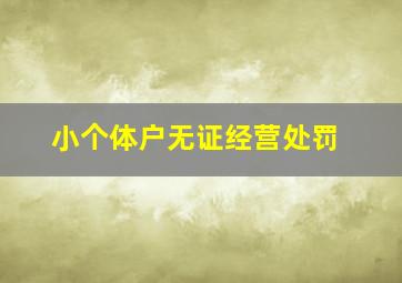 小个体户无证经营处罚