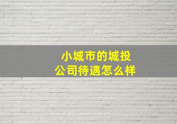 小城市的城投公司待遇怎么样