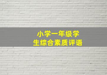 小学一年级学生综合素质评语