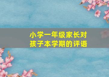 小学一年级家长对孩子本学期的评语