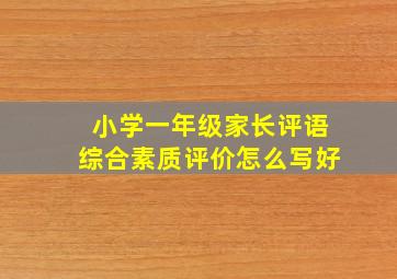 小学一年级家长评语综合素质评价怎么写好