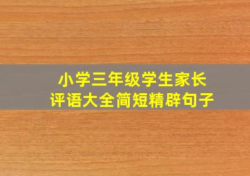 小学三年级学生家长评语大全简短精辟句子