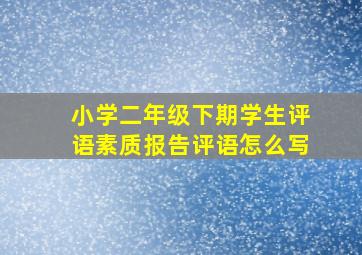 小学二年级下期学生评语素质报告评语怎么写