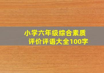 小学六年级综合素质评价评语大全100字