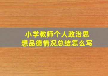 小学教师个人政治思想品德情况总结怎么写