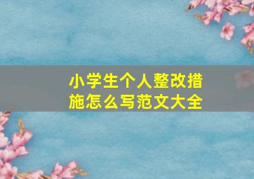 小学生个人整改措施怎么写范文大全