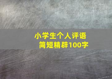 小学生个人评语简短精辟100字