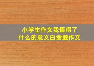 小学生作文我懂得了什么的意义白命题作文