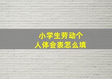 小学生劳动个人体会表怎么填