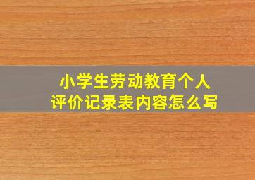 小学生劳动教育个人评价记录表内容怎么写