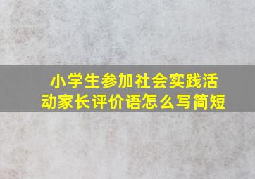 小学生参加社会实践活动家长评价语怎么写简短