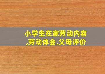 小学生在家劳动内容,劳动体会,父母评价