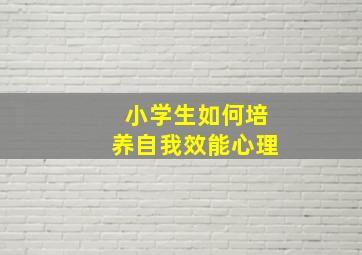 小学生如何培养自我效能心理