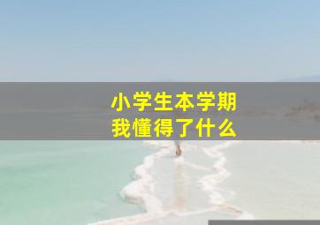 小学生本学期我懂得了什么