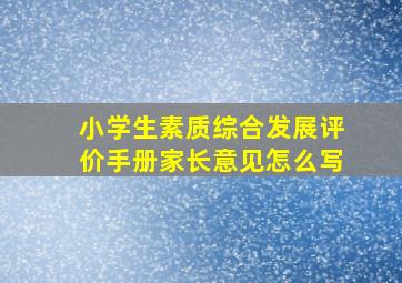 小学生素质综合发展评价手册家长意见怎么写