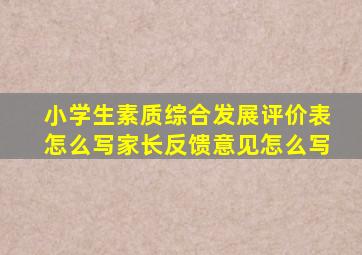 小学生素质综合发展评价表怎么写家长反馈意见怎么写