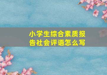 小学生综合素质报告社会评语怎么写