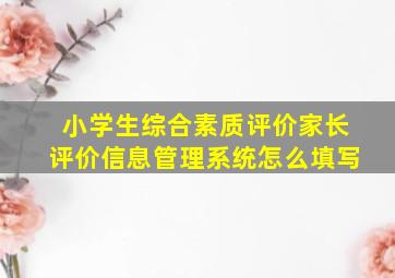 小学生综合素质评价家长评价信息管理系统怎么填写