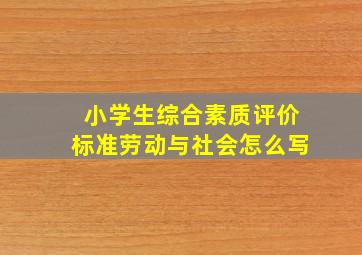 小学生综合素质评价标准劳动与社会怎么写