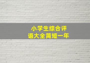 小学生综合评语大全简短一年