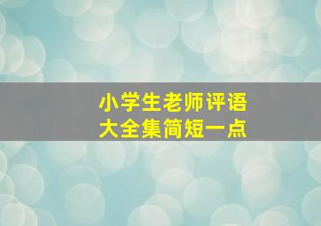 小学生老师评语大全集简短一点