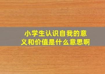 小学生认识自我的意义和价值是什么意思啊