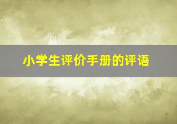 小学生评价手册的评语