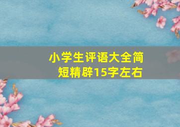 小学生评语大全简短精辟15字左右