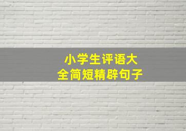 小学生评语大全简短精辟句子