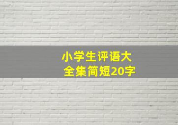 小学生评语大全集简短20字