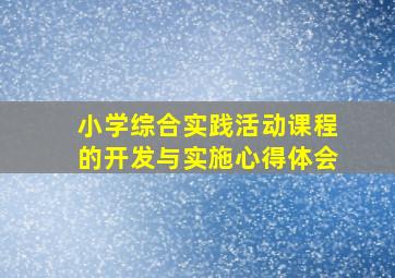 小学综合实践活动课程的开发与实施心得体会