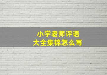 小学老师评语大全集锦怎么写