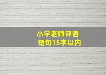 小学老师评语短句15字以内