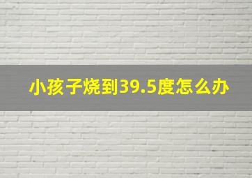 小孩子烧到39.5度怎么办