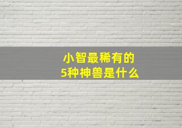 小智最稀有的5种神兽是什么