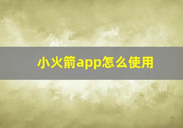 小火箭app怎么使用