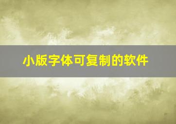 小版字体可复制的软件