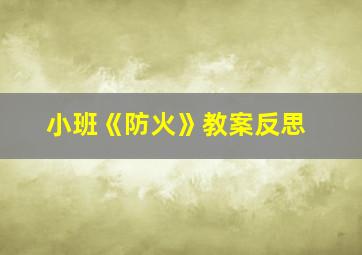 小班《防火》教案反思