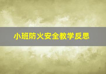 小班防火安全教学反思