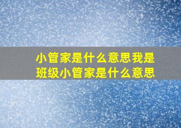 小管家是什么意思我是班级小管家是什么意思