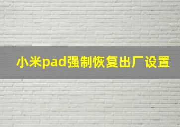 小米pad强制恢复出厂设置