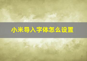 小米导入字体怎么设置