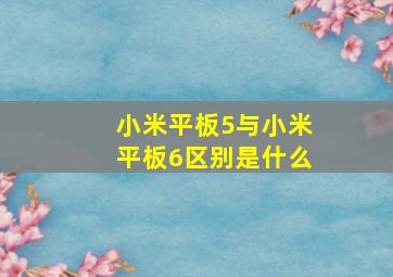 小米平板5与小米平板6区别是什么