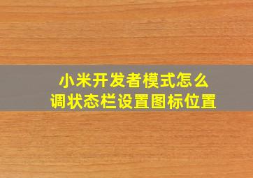 小米开发者模式怎么调状态栏设置图标位置