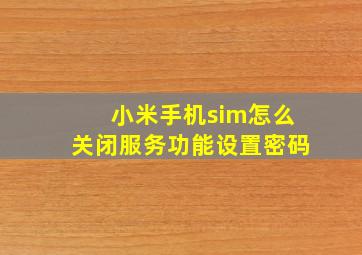 小米手机sim怎么关闭服务功能设置密码