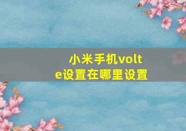 小米手机volte设置在哪里设置