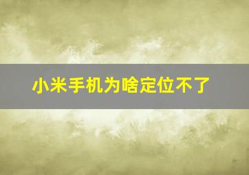 小米手机为啥定位不了