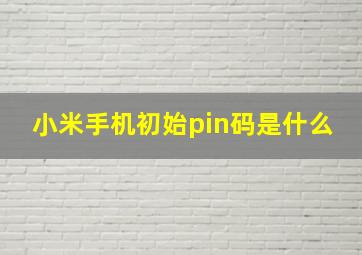 小米手机初始pin码是什么