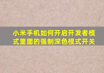 小米手机如何开启开发者模式里面的强制深色模式开关