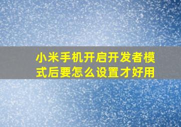 小米手机开启开发者模式后要怎么设置才好用